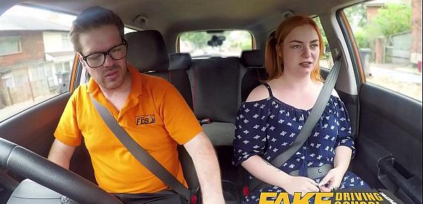  Fake Driving School Voluptuous redhead fucks in car